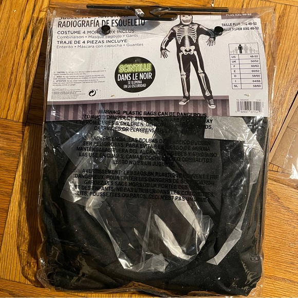 Glow in the Dark X-Ray Skeleton Costume, Men’s XXL 48-52, NWT. - Picture 4 of 12